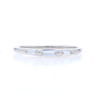 Platinum Diamond Wedding Band - Baguette .14ctw Three-Stone Ring